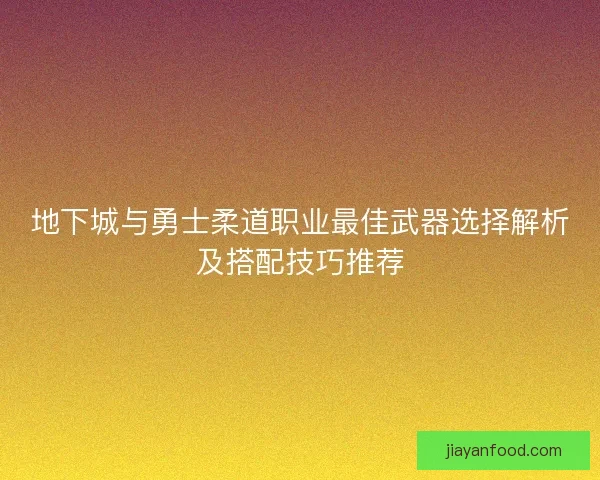 地下城与勇士柔道职业最佳武器选择解析及搭配技巧推荐