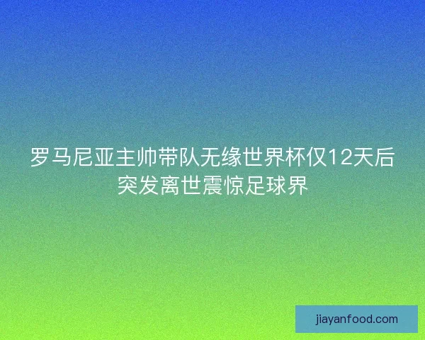 罗马尼亚主帅带队无缘世界杯仅12天后突发离世震惊足球界